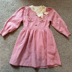 SHEIN Pink Dress with Cream Bow